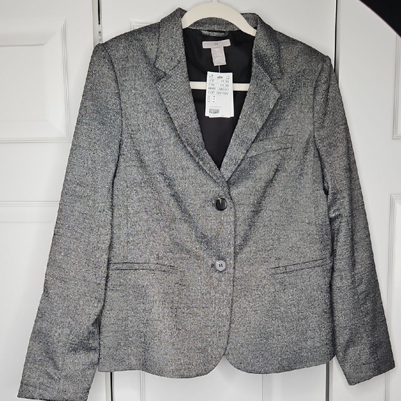 NWT H&M Gray/ Black Blazer Tailored Suit Jacket Size M. 2024 summer Collection. - Picture 1 of 10